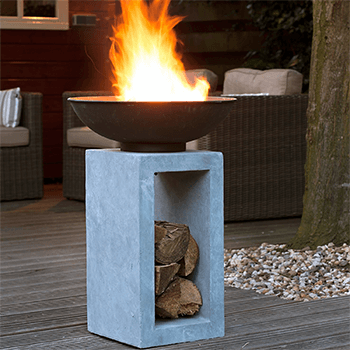 Image of Firebowl & Square Console Cement Small