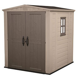 Small Image of Keter Factor Outdoor Apex Garden Storage Shed, 6 x 6 feet - Beige