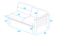 Kettler Elba Grand Left Modular Sofa - dimensions image