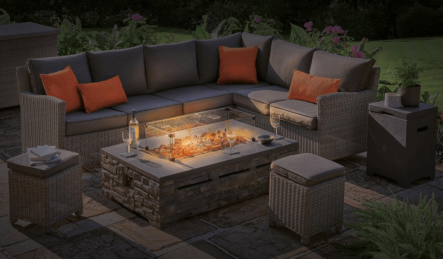 Kettler Palma Left Hand Corner Sofa Set, Fire Pit With Couch
