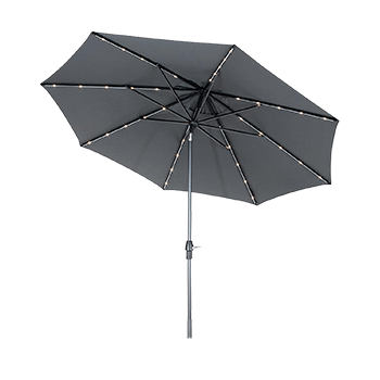 Image of Kettler 3.0m Wind up Parasol with Tilt and LEDs, Grey Frame and Taupe Canopy