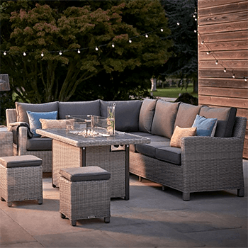 Image of Kettler Palma Right Hand Corner Sofa with Fire Pit - Whitewash