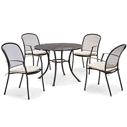 Small Image of Kettler Caredo 4 Seater Round Dining Set in Stone Check - NO PARASOL