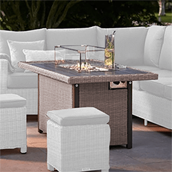 Small Image of Kettler Palma Fire Pit Table in Rattan