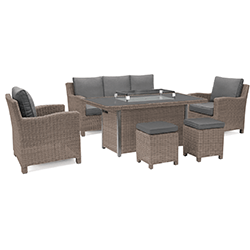 Small Image of Kettler Palma Sofa Set with Firepit Table - Rattan