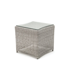 Small Image of Kettler Palma Glass Top Side Table 45 x 45cm - White Wash