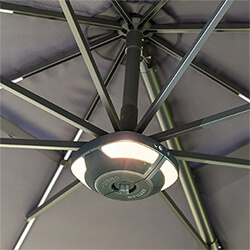 Extra image of Kettler 3.5m Free Arm Parasol with LEDs and Wireless Speaker in Grey/Stone
