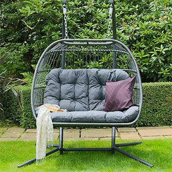 Image of Eleanor Folding Double Hanging Egg Chair Cocoon in Grey