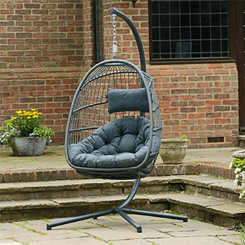 Image of Holly Single Folding Hanging Egg Chair Cocoon in Grey