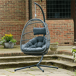Small Image of Holly Single Folding Hanging Egg Chair Cocoon in Grey