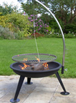 Black Steel Fire Bowl with Hanging Grill