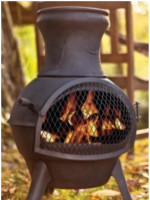Lisbon Black Cast Iron Garden Chimenea by La Hacienda
