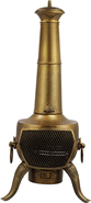 Antique Brass Finish Steel Chimenea with Grill