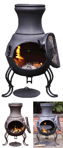 Billie Cast Iron Chimenea With Grill by Gardeco