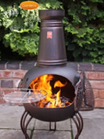Ohio Steel Chimenea Fireplace with BBQ Grill - Bronze