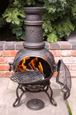 Medium Grape Cast Iron Chimenea Fireplace with BBQ grill by Gardeco