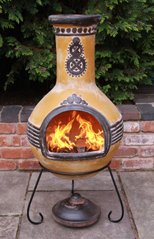 Extra Large Azteca Yellow Mexican Clay Chimenea Fireplace