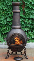Extra Large Garden Chimenea Fireplace with Grill-Black