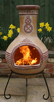 Extra Large Mexican Clay Chimenea Fireplace - Azteca Yellow
