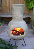 Medium Clay Garden Chimenea Fireplace - Flora