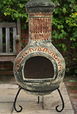 Extra Large Mexican Clay Chimenea Fireplace - Green Pulmas