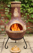 Large Azteca Brown Mexican Clay Chimenea Fireplace