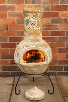 Large Mexican Chimenea - Yellow Grapes