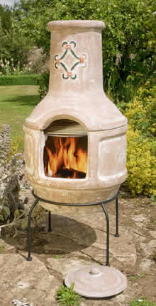 Large Mexican Clay Chimenea - Spanish Scroll BBQ