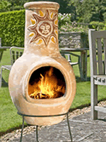 Large Mexican Clay Chimenea - Sunset Yellow