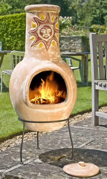 Large Mexican Clay Chimenea - Sunset Yellow