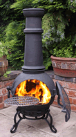 Extra Large Toledo Black Cast Iron Chimenea Fireplace with BBQ grill