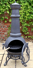 Large Toledo Stoney Grey Cast Iron Chimenea Fireplace with BBQ grill