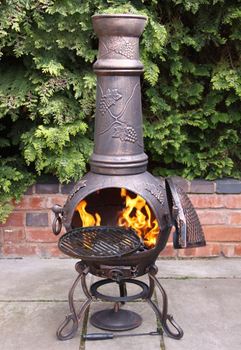 Image of EX-DISPLAY / COLLECTION ONLY -Extra Large Toledo Bronze Grape Cast Iron Chiminea with Grill
