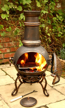 Medium Toledo Cast Iron Chimenea Fireplace with BBQ grill by Gardeco