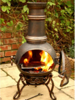 Medium Bronze Toledo Cast Iron Chimenea Fireplace with BBQ grill by Gardeco