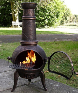 Havana Medium Cast Iron Chimenea Fireplace with Grill by La Hacienda