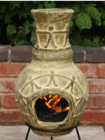 Medium Clay Chimenea Fireplace - Amigos Green