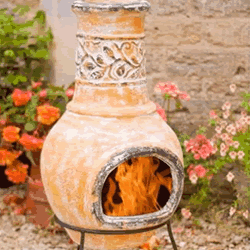 Small Flora Clay Chimenea