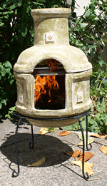 Medium BBQ Clay Chimenea With Tiles- Green