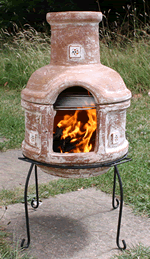 Medium BBQ Clay Chimenea With Tiles- Terracotta