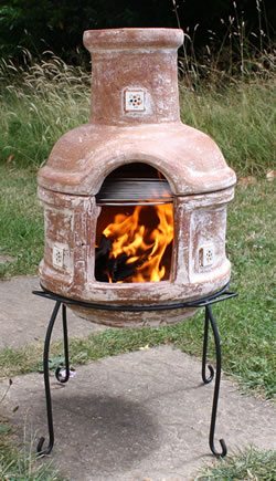 Medium BBQ Clay Chimenea With Tiles- Terracotta