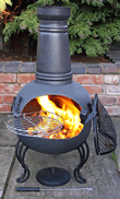 Ohio Steel Chimenea Fireplace with BBQ Grill - Black