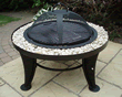 Outdoor Fire Pit and Grill With Stone Surround