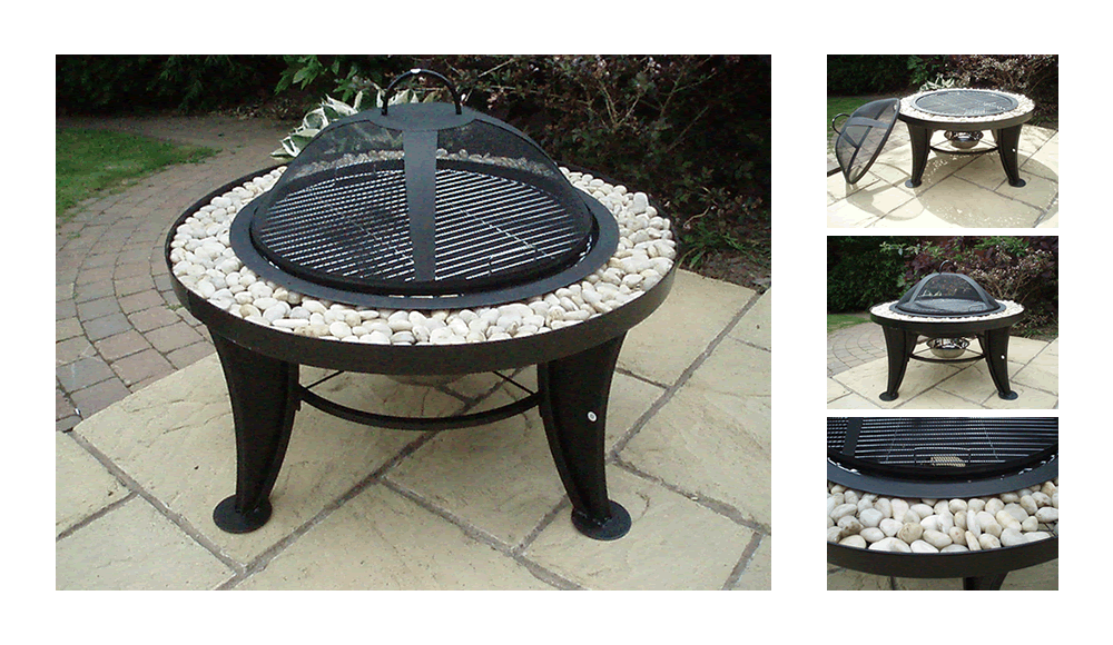 Outdoor Fire Pit and Grill With Stone Surround - £97.49 ...