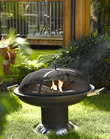 Black Steel Fire Bowl on Pedestal
