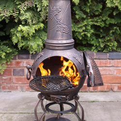 Small Image of EX-DISPLAY / COLLECTION ONLY -Extra Large Toledo Bronze Grape Cast Iron Chiminea with Grill