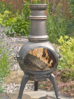 56016MZ Sierra Bronze Medium Cast Iron Chimenea Fireplace with Grill