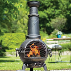 Small Image of Sierra Bronze Extra Large Cast Iron Chiminea Fireplace with Grill