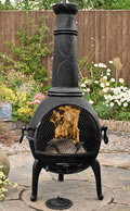 56016JB Sierra Black Jumbo Cast Iron Chimenea Fireplace with Grill