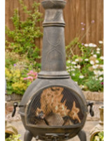 56016JZ Sierra Bronze Jumbo Cast Iron Chimenea Fireplace with Grill